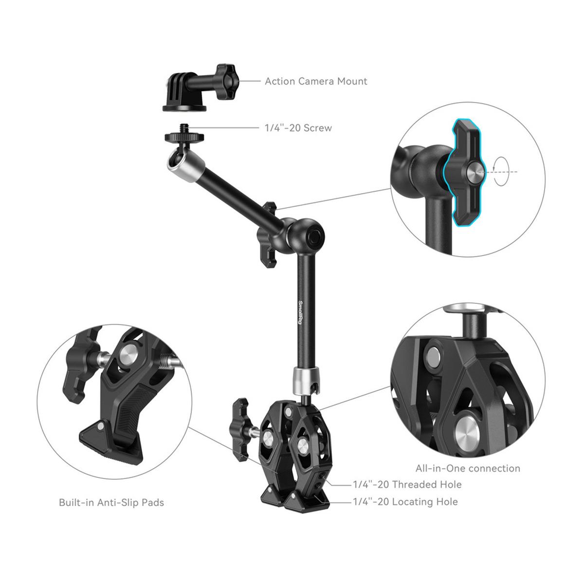 SmallRig 4454 Crab-Shaped Clamp with Magic Arm