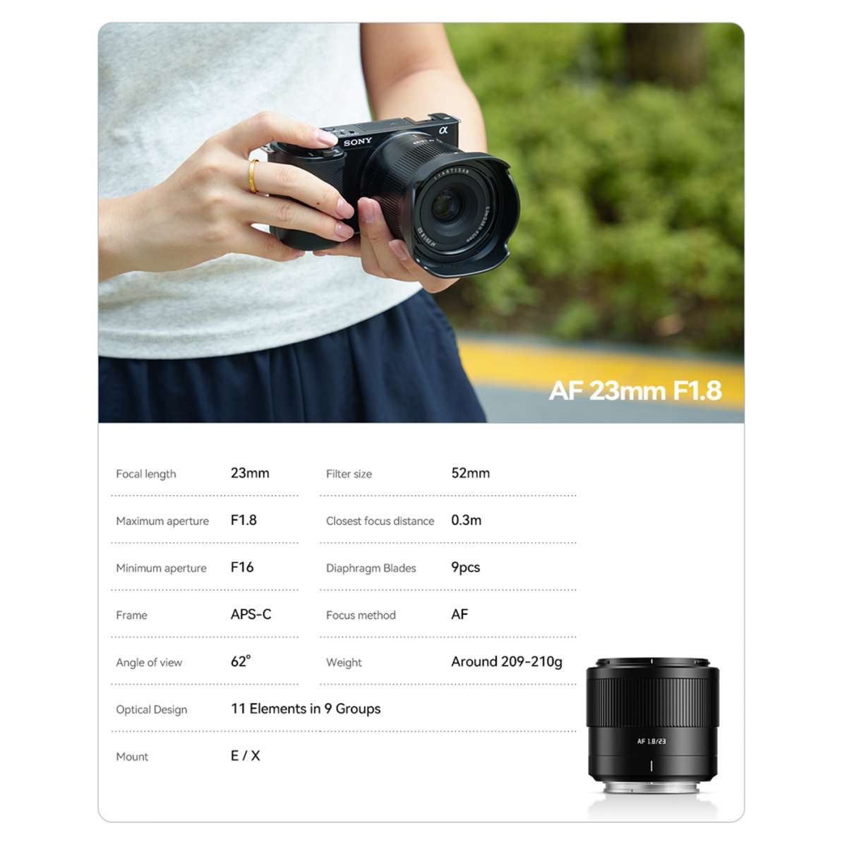 TTArtisan AF 23mm 1:1,8 f. Sony E (APS-C)