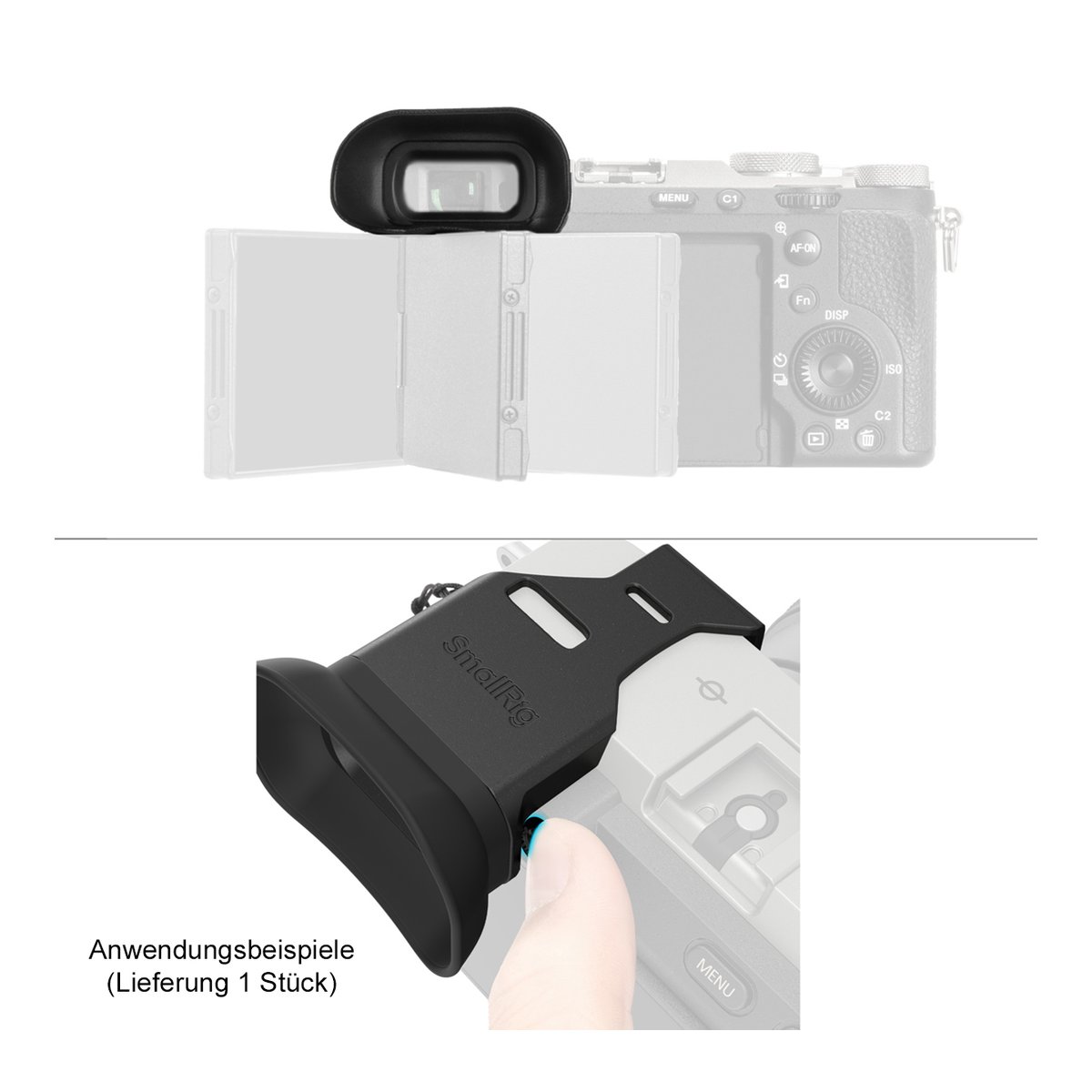 SmallRig 4819 Camera Viewfinder Eyecup für Sony Alpha 7C II/Alpha 7CR - Anwendungsbeispiel des Okularaufsatzes auf einer Kamera