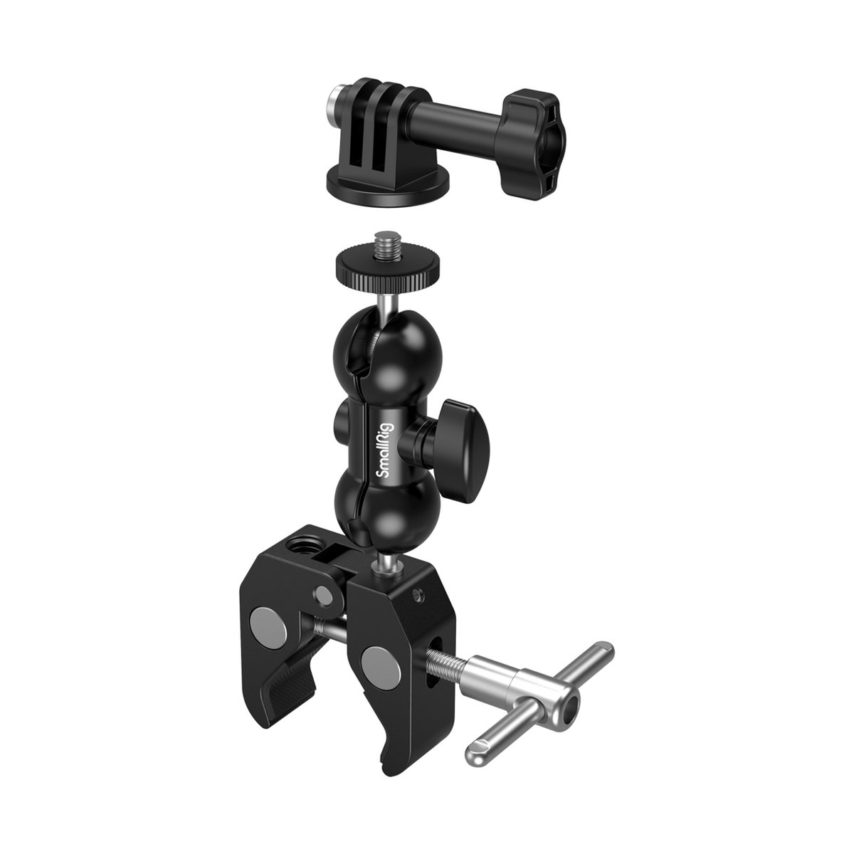 SmallRig 1138B Crab-Shaped Clamp Kit mit Ballhead Gelenkarm - Lieferumfang: Magic Arm mit Klemme und GoPro-Adapter