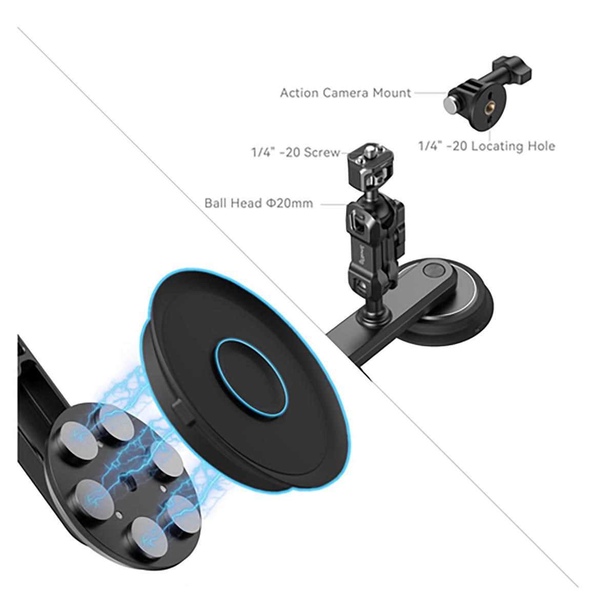 SmallRig 4467 Magnetische Saugnapf-Halterung für Action-Kameras