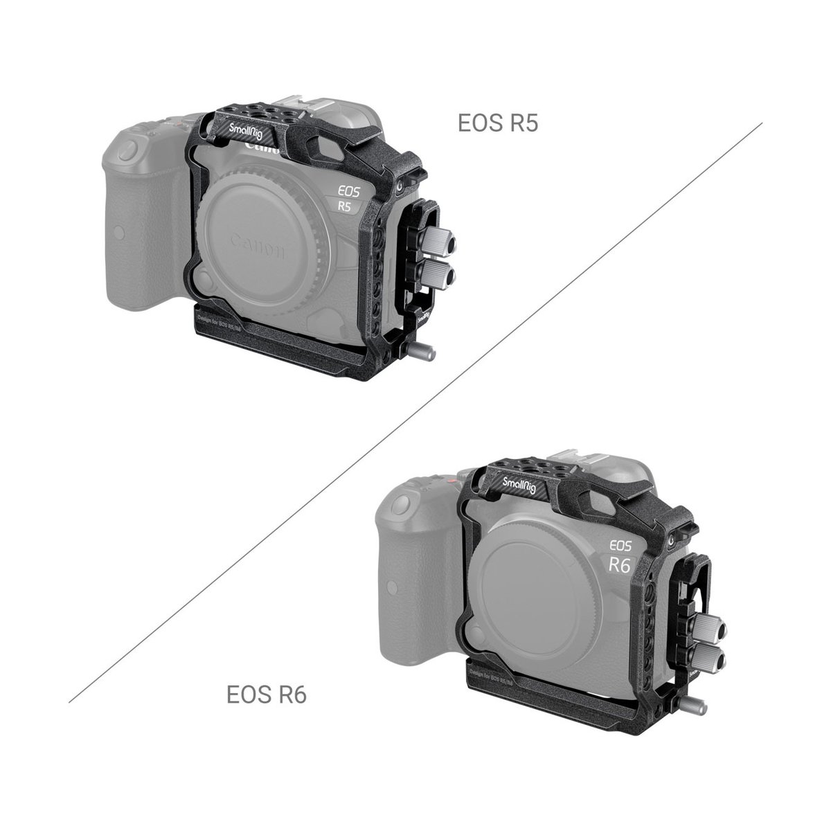 SmallRig 3656 Black Mamba Halbkäfig & Kabelklemme f. Canon EOS R5/R6/R5 C - Anwendungsbeispiel: SmallRig Kamera-Cage an Canon EOS R5 & R6 Kameras.