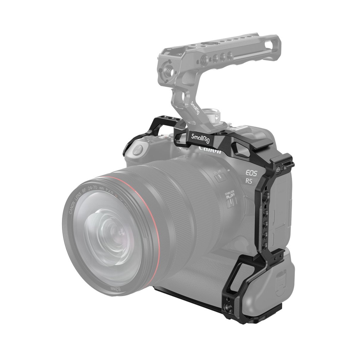 SmallRig 3464B Cage für Canon EOS R5/R6/R5C/R6 Mark II mit BG-R10 - Anwendungsbeispiel: SmallRig Kamera-Cage mit Top-Handle an Canon EOS R5 Kamera. SmallRig 3464B Cage für Canon EOS R5/R6/R5C/R6 Mark II mit BG-R10 - Anwendungsbeispiel: SmallRig Kamera-Cage mit Top-Handle an Canon EOS R5 Kamera.