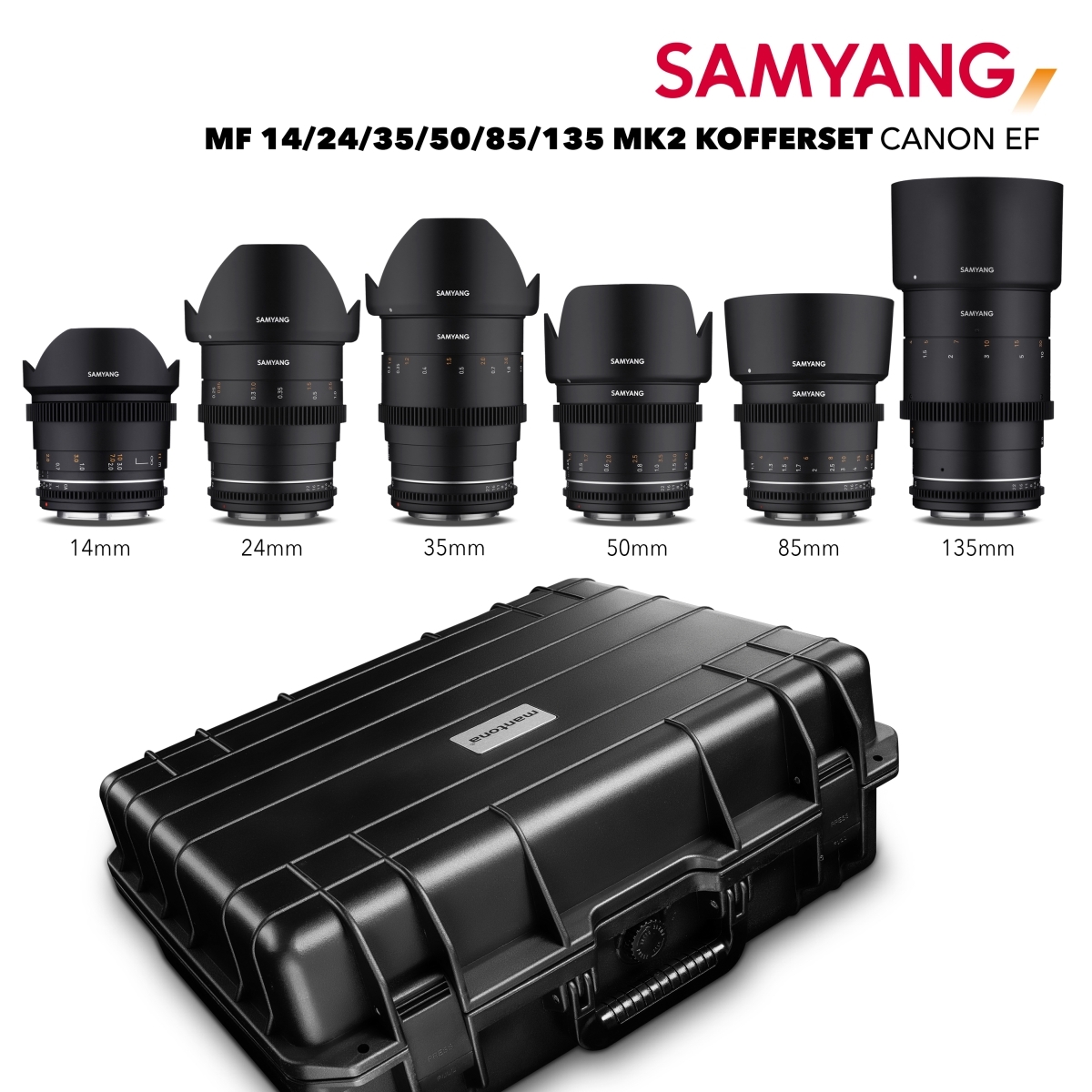 Samyang 14/24/35/50/85/135 VDSLR MK2 Kofferset Canon EF