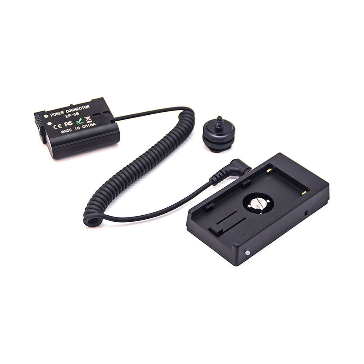 Caruba Volldecodierungs-Akku-Dummy mit Spiralkabel für Nikon EN-EL15 und F970 Akku-Adapter