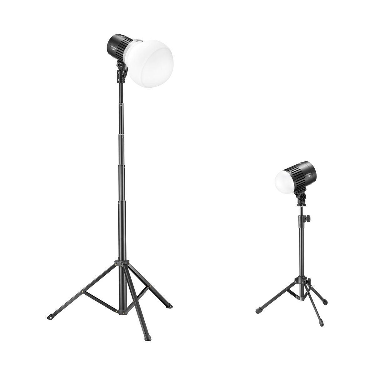Godox Litemons LED Tabletop Video Light Double Light Kit - Produktdarstellung: Zwei Leuchten auf Stativen in unterschiedlichen Höhen