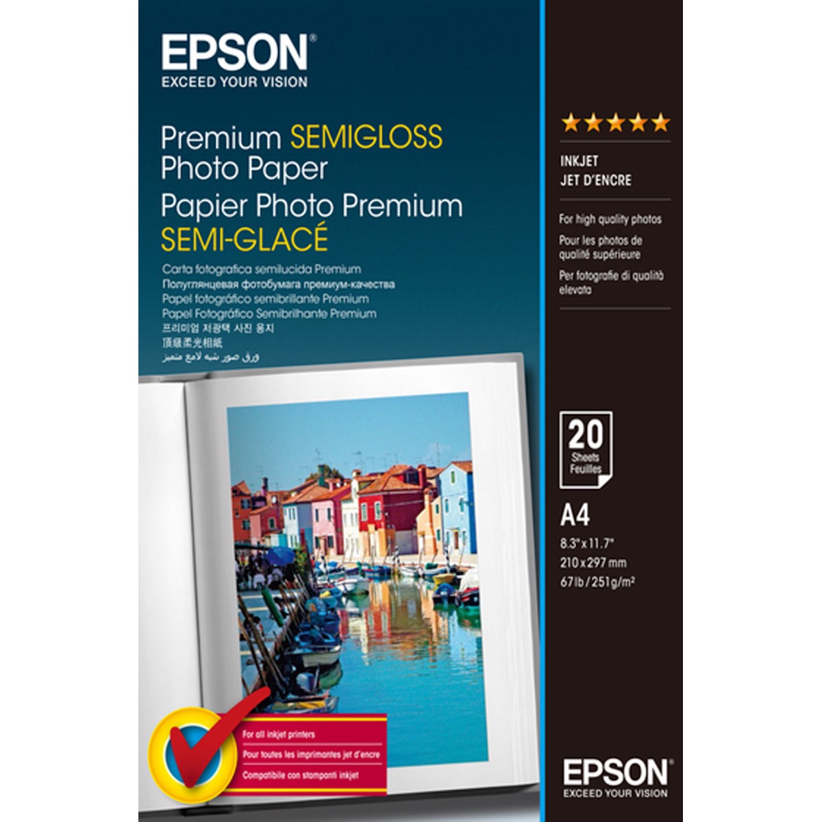 Epson Premium Semigloss Photo Paper A4, 20 Blatt 251g/m²