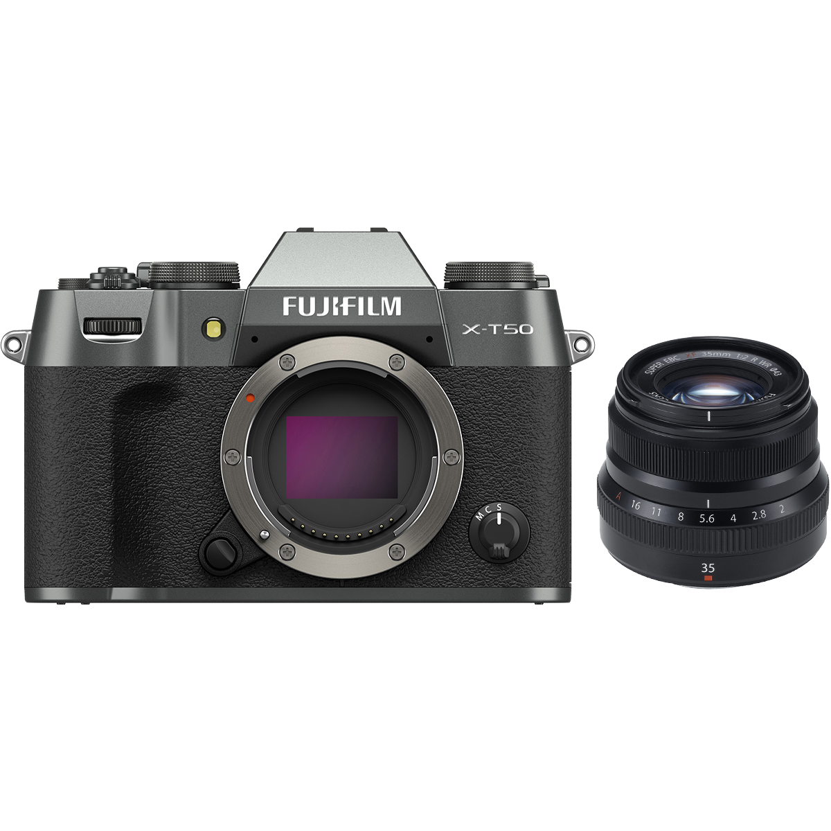 Fujifilm X-T50 Anthrazit + Fujifilm 35 mm 1:2,0 XF R WR Schwarz