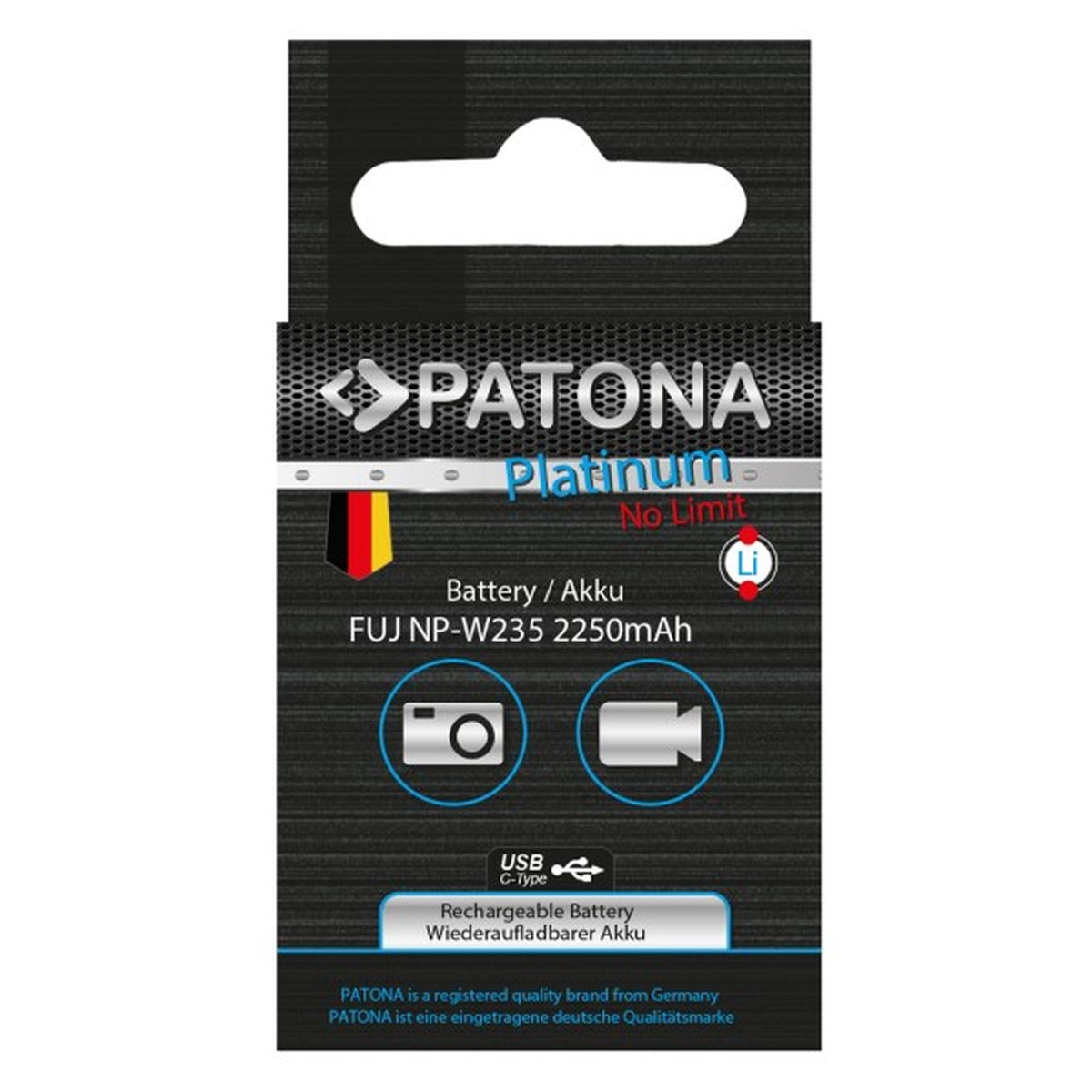 Patona Platinum Akku mit USB-C Input für Fuji FinePix NP-W235 XT-4 XT4