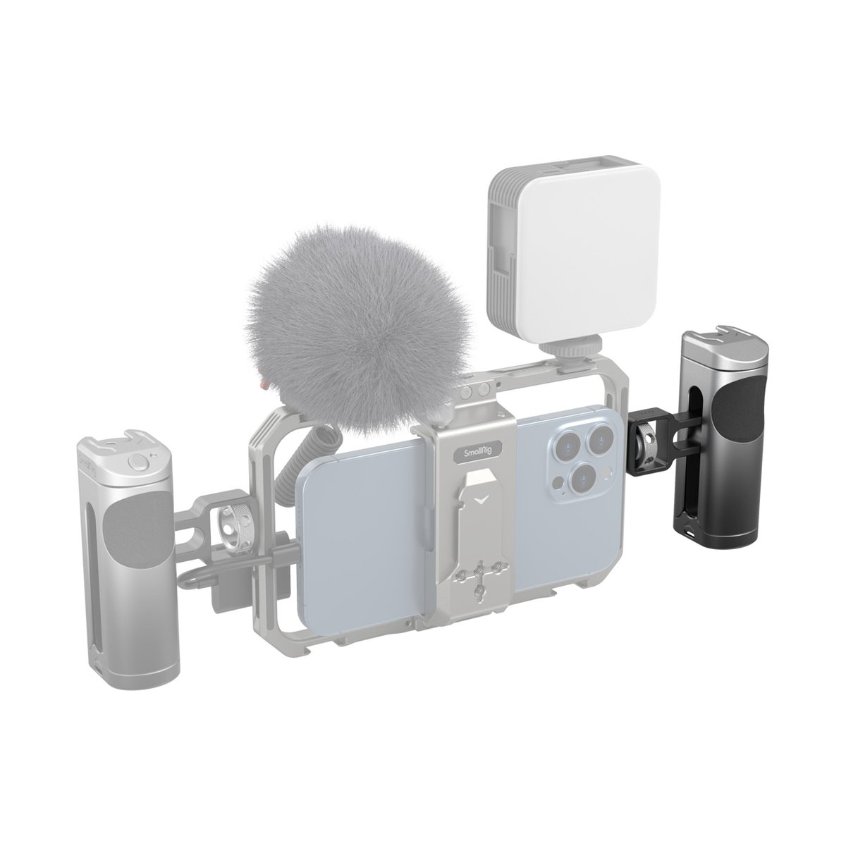SmallRig 3894 Seitengriff für Mobiltelefon-Cages - Anwendungsbeispiel: Smartphone-Rig mit Mikrofon, Licht und seitlichen Griffen