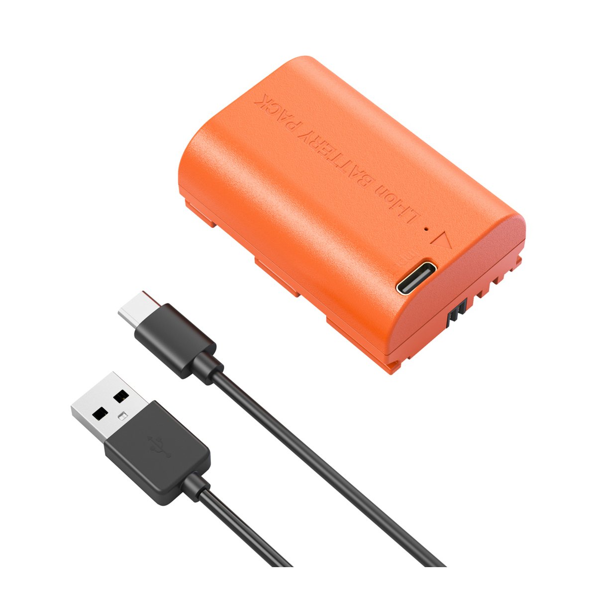 SmallRig 4968 LP-E6NH USB-C Rechargeable Camera Battery (Orange) - Lieferumfang: orangefarbener Li-Ion-Akku und schwarzes USB-Ladekabel