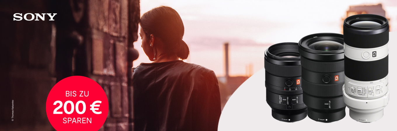 Sony Objektiv Sofortrabatt mit bis zu 200 Euro Preisvorteil auf ausgewählte Sony Objektive für kreative Fotografie und Videografie