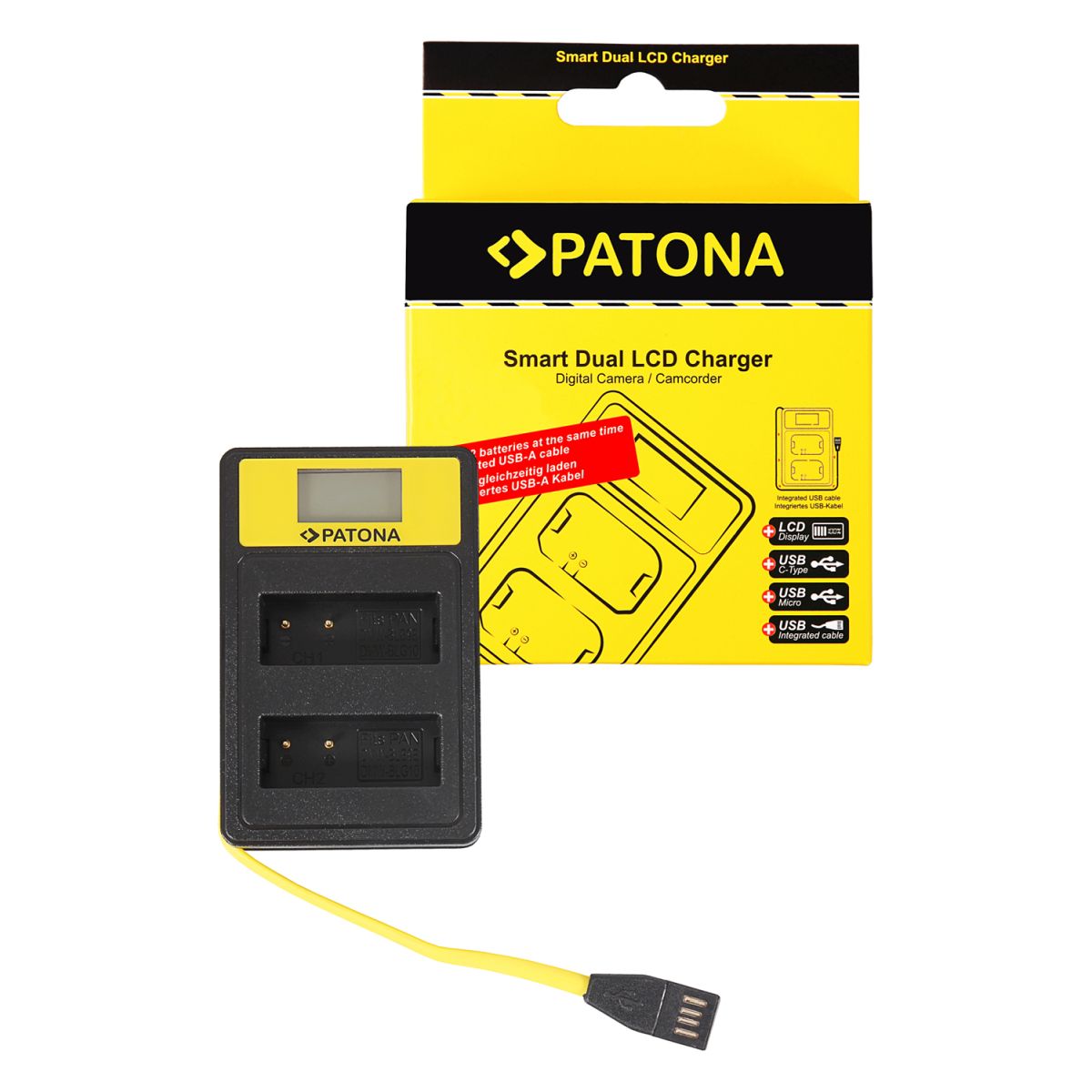 Patona Dual LCD USB Ladegerät Panasonic BLG 10