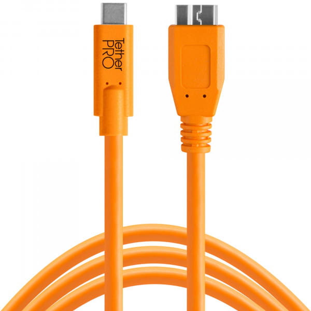 Tether Tools TetherPro USB-Datenkabel für USB-C an USB 3.0 Micro-B - 4,6 m, gerader Stecker (orange)