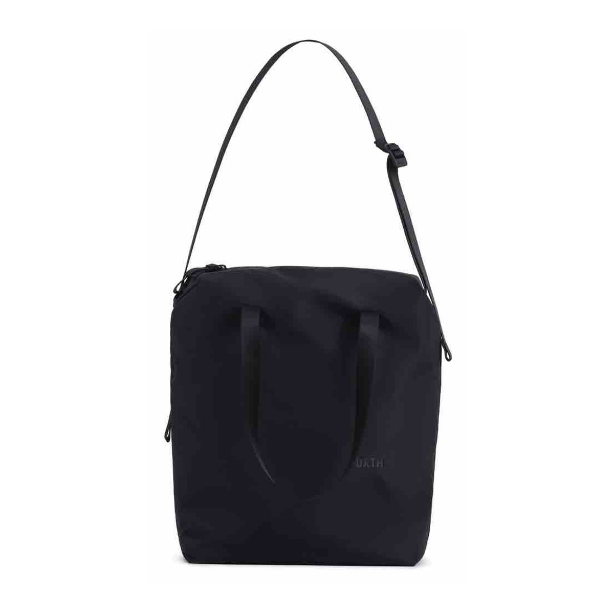 Urth Arkose Tote Bag (Black) - Frontansicht: Schwarze Tasche mit zwei Tragegriffen und langem, verstellbarem Schultergurt.