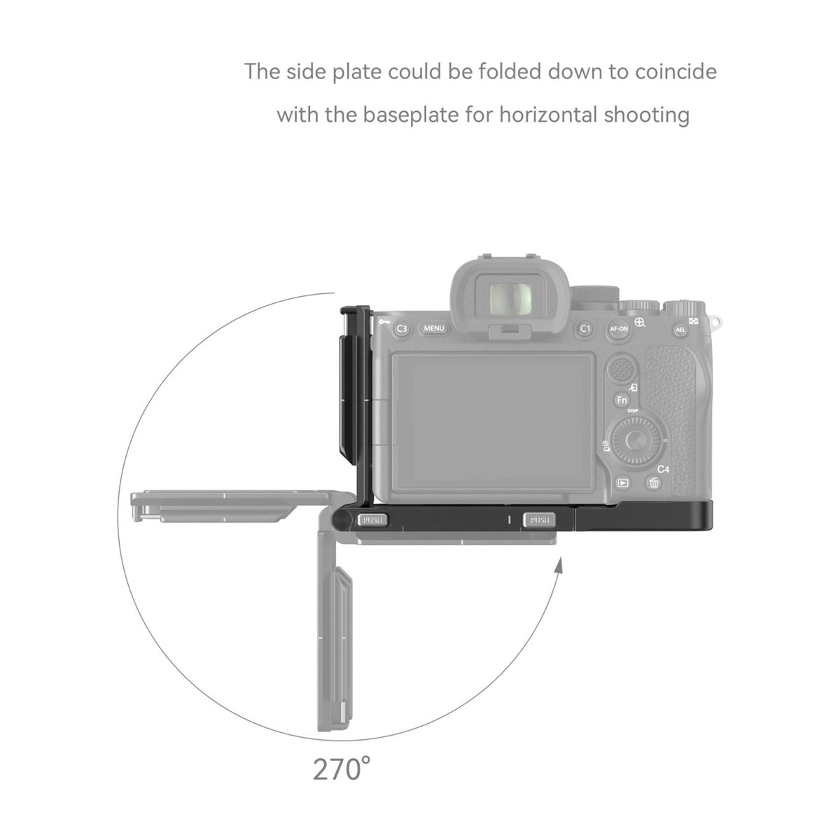 SmallRig 3984 faltbares L-Bracket für Sony A7R V / A7 IV / A7S III - L-Winkel: Funktionsweise der 270° drehbaren Seitenplatte