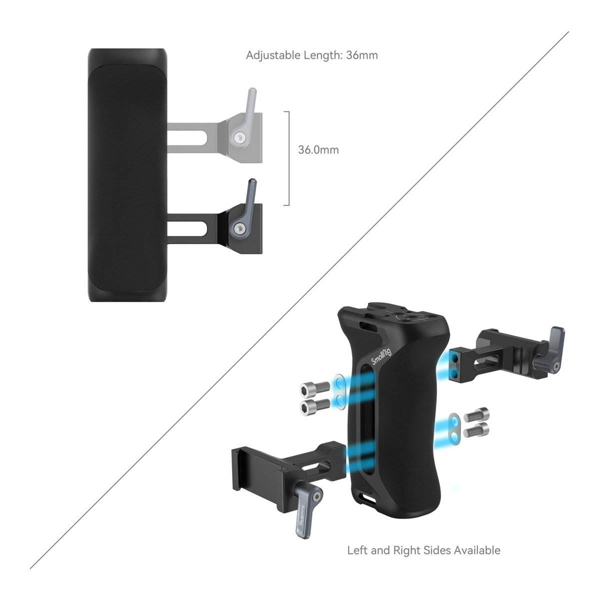 SmallRig 4416 Arca-Typ Seitenhandgriff - Griffe: Anpassbare Länge (36mm) und modulare Komponenten für links/rechts Montierung
