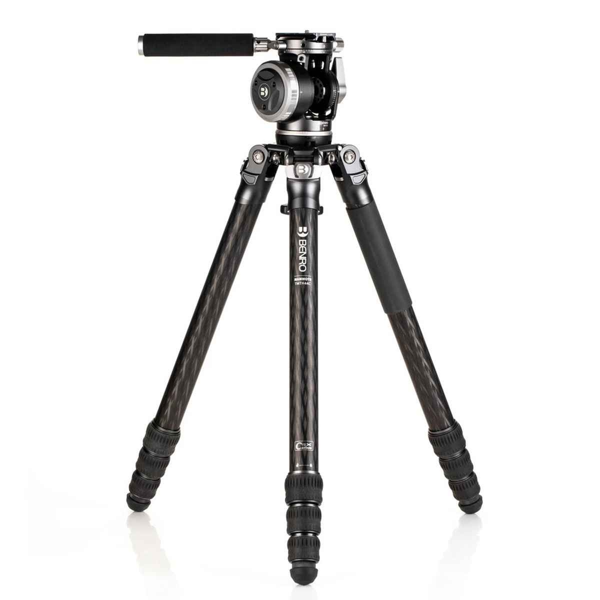 Benro Mammoth TMTH44C CF-Stativ mit WH15 Wildlife-Kopf Gesamtaufnahme halb ausgeklappt
