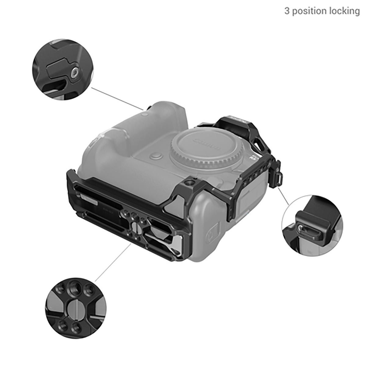 SmallRig 3464B Cage für Canon EOS R5/R6/R5C/R6 Mark II mit BG-R10 Batteriegriff