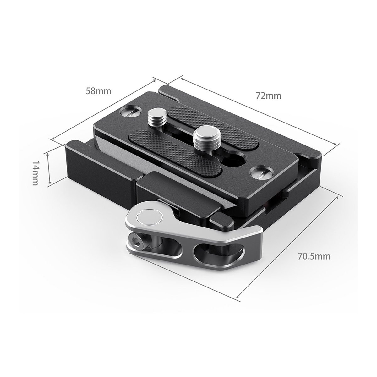 SmallRig 2144B Quick Release Clamp und Platte (Arca Kompatibel) - Maße der Kamera-Schnellwechselplatte