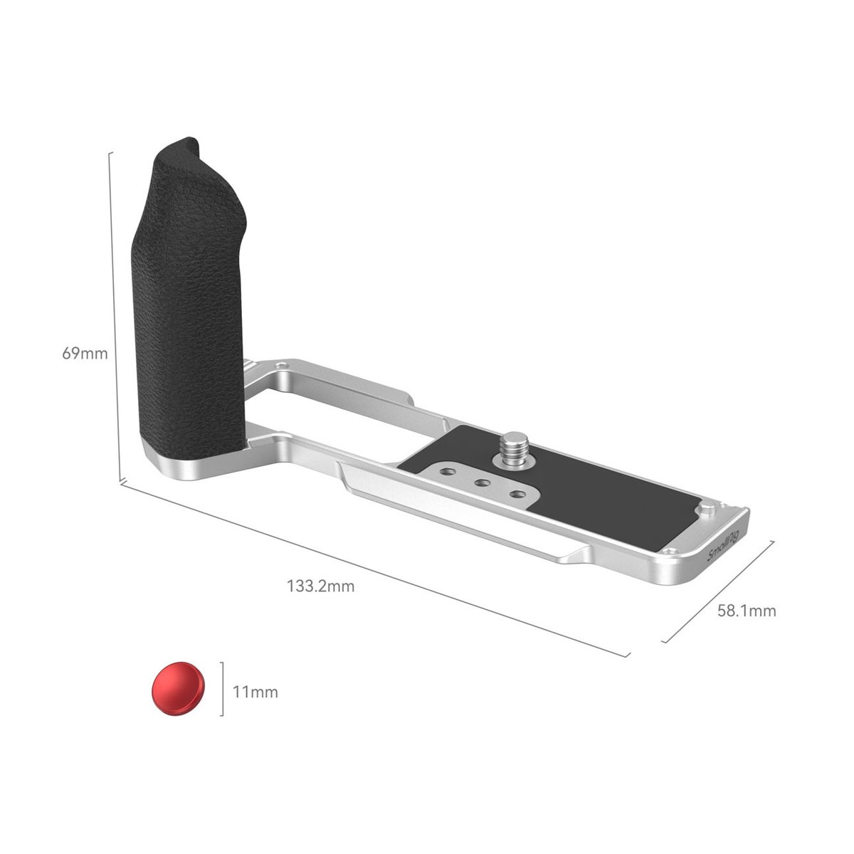 SmallRig 4136 L-Shape Griff für Fujifilm X-T5 - Abmessungen der Kameragriffplatte und des Auslöseknopfes