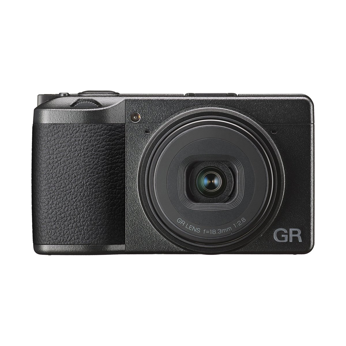 Ricoh GR III schwarz Kompaktkamera - Frontansicht der schwarzen Ricoh GR Digitalkamera