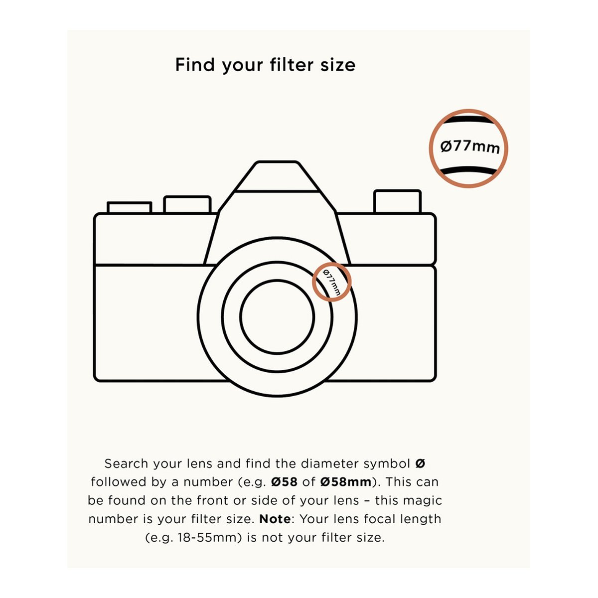 Urth 39mm Ethereal ¼ Black Mist Lens Filter (Plus+) - Anleitung: Filtergröße für Objektiv finden
