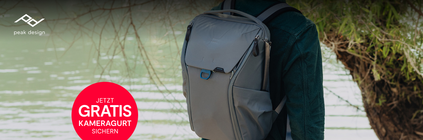 Jetzt einen Peak Design Everyday Backpack kaufen und einen kostenlosen Kameragurt direkt zur Aktion sichern.