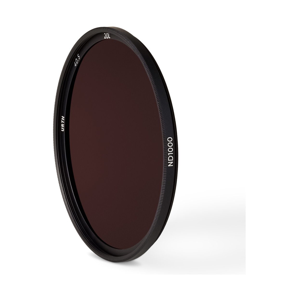 Urth 40.5mm ND1000 (10 Stop) Objektivfilter (Plus+) - Produktansicht: Urth ND1000 Objektivfilter, schräg stehend auf weißem Hintergrund.