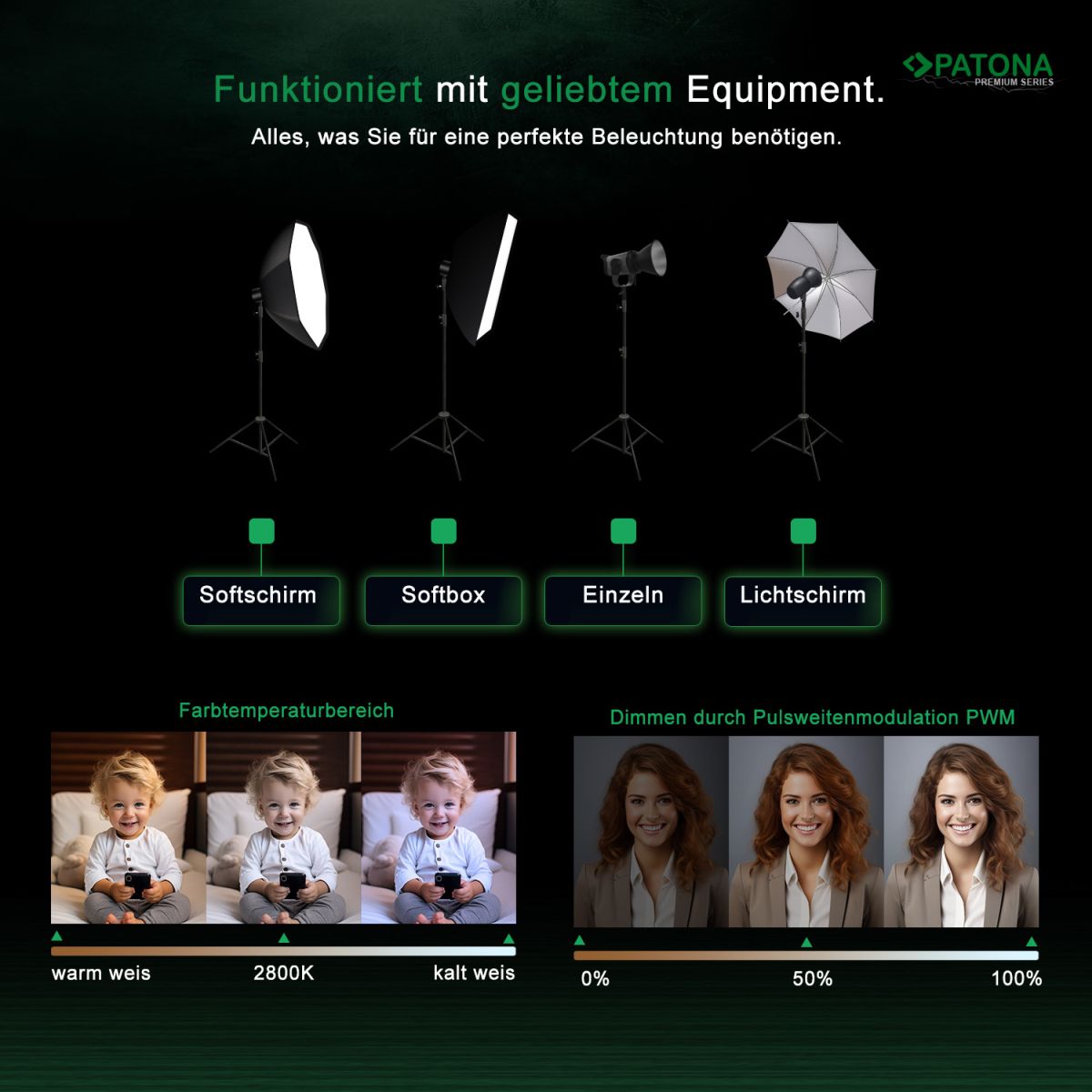 PATONA Premium Foto-Licht COB-300 APRC mit App-Steuerung