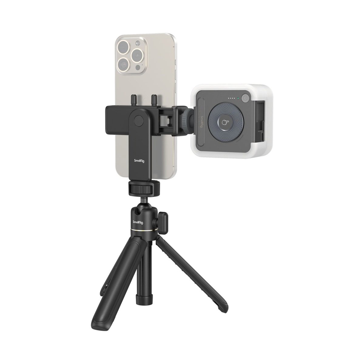 SmallRig 4367 Smartphone Vlog Stativ Kit VK-30 Erweiterte Version - Anwendungsbeispiel: Smartphone auf Stativ mit LED-Licht und Mikrofon SmallRig 4367 Smartphone Vlog Stativ Kit VK-30 Erweiterte Version - Anwendungsbeispiel: Smartphone auf Stativ mit LED-Licht und Mikrofon