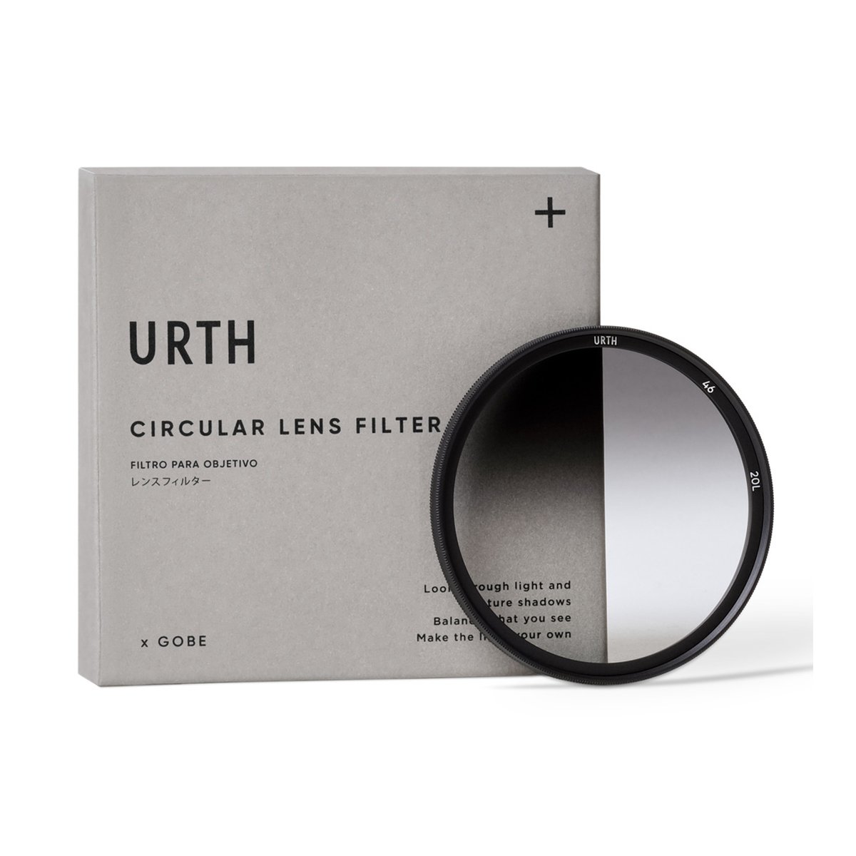 Urth 46mm Soft Graduated ND8 Objektivfilter (Plus+) - Lieferumfang: Urth Circular Lens Filter und Verpackung, Filter zeigt Grauverlauf. Urth 46mm Soft Graduated ND8 Objektivfilter (Plus+) - Lieferumfang: Urth Circular Lens Filter und Verpackung, Filter zeigt Grauverlauf.