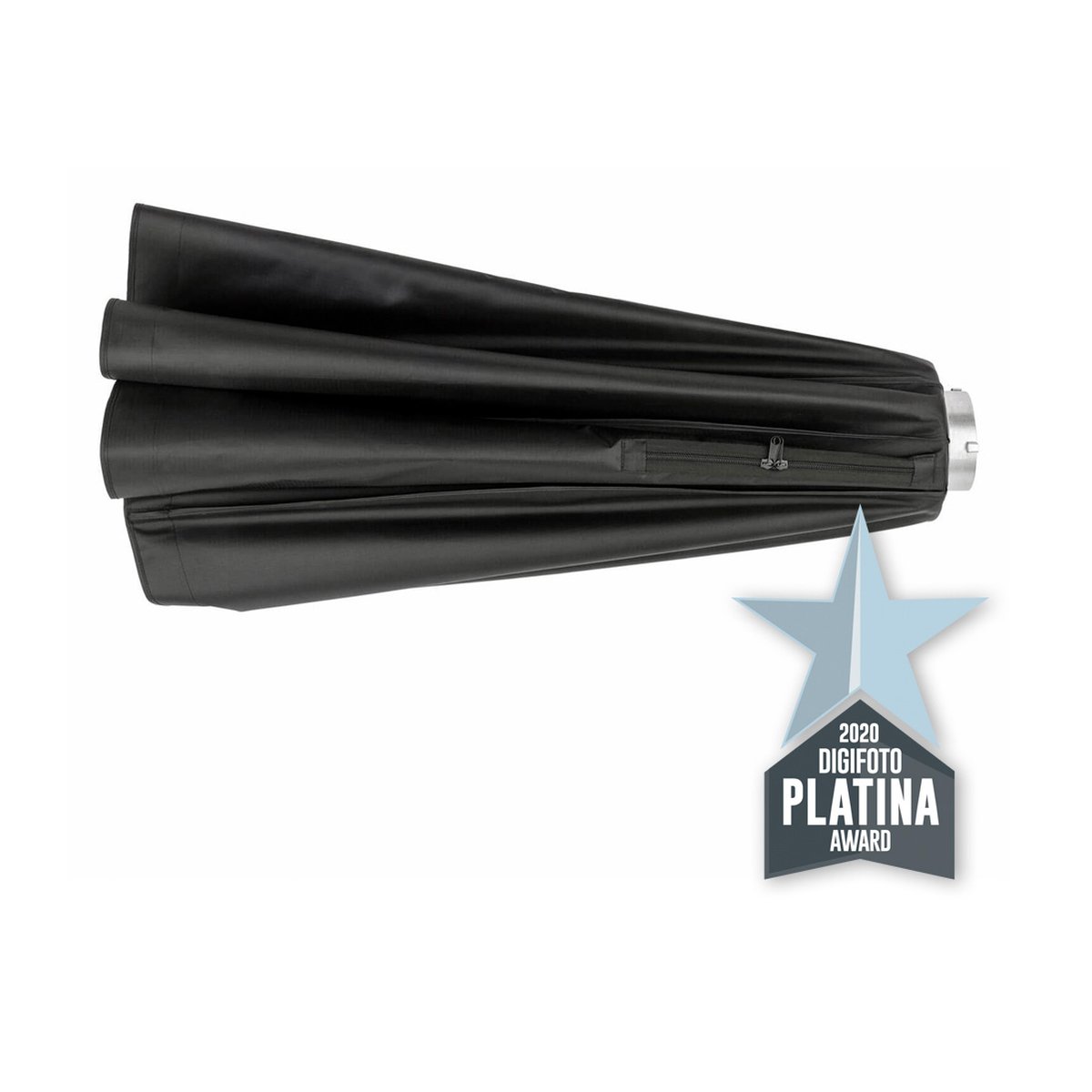 Caruba Quick Assembly Matte Silber Octabox 95cm - Gefaltete schwarze Strip Softbox mit Reißverschluss und Mount, ausgezeichnet mit dem DIGIFOTO Platina Award.