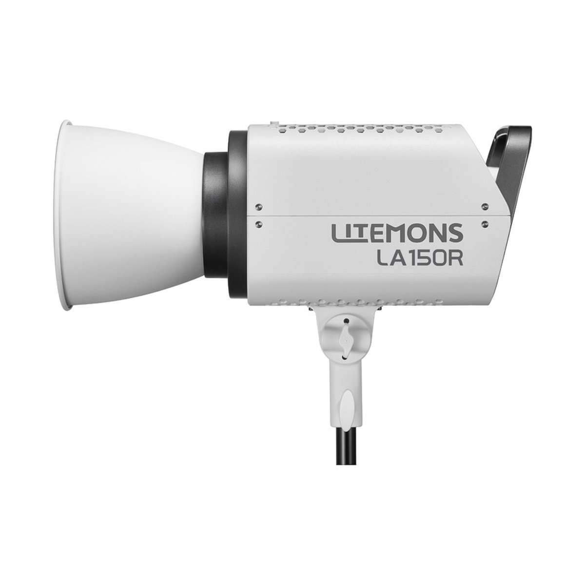 Godox Litemons RGB LED Video Light Kit LA150R K1 - LiteMons LA150R Studioleuchte mit weißem Reflektor, schräge Frontansicht