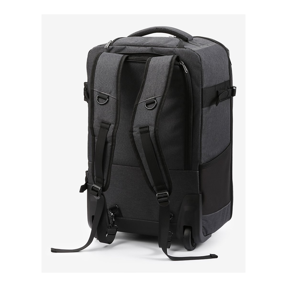 Godox (CB-17) Rolltasche AD1200 Pro - Rückansicht des anthrazitfarbenen Roll-Reiserucksacks mit Schultergurten und Rollen.