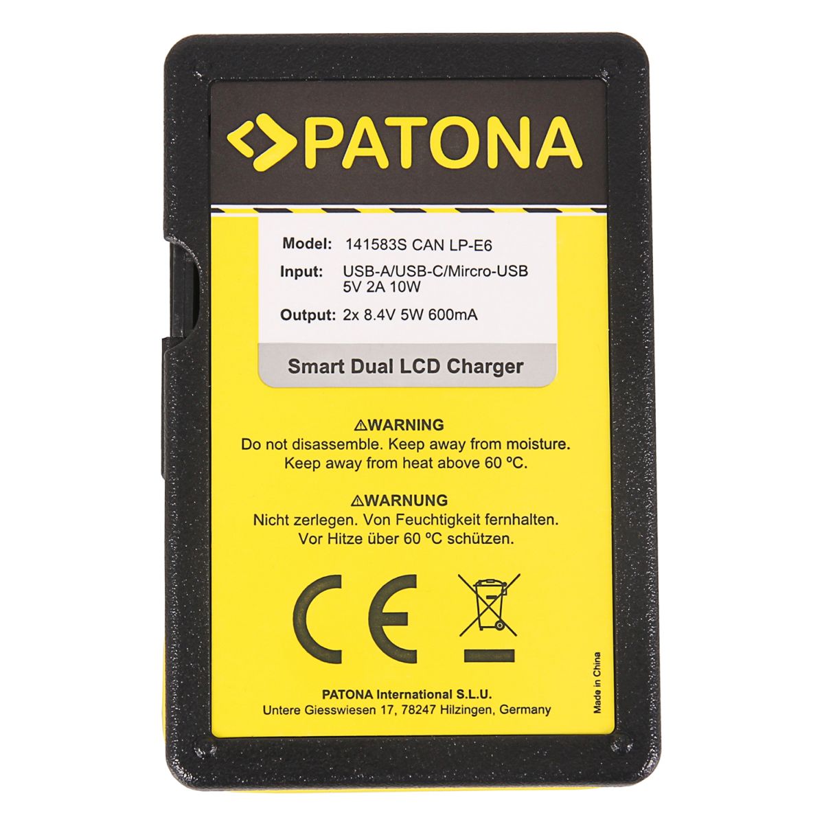 Patona Dual LCD USB Ladegerät Canon LP-E6