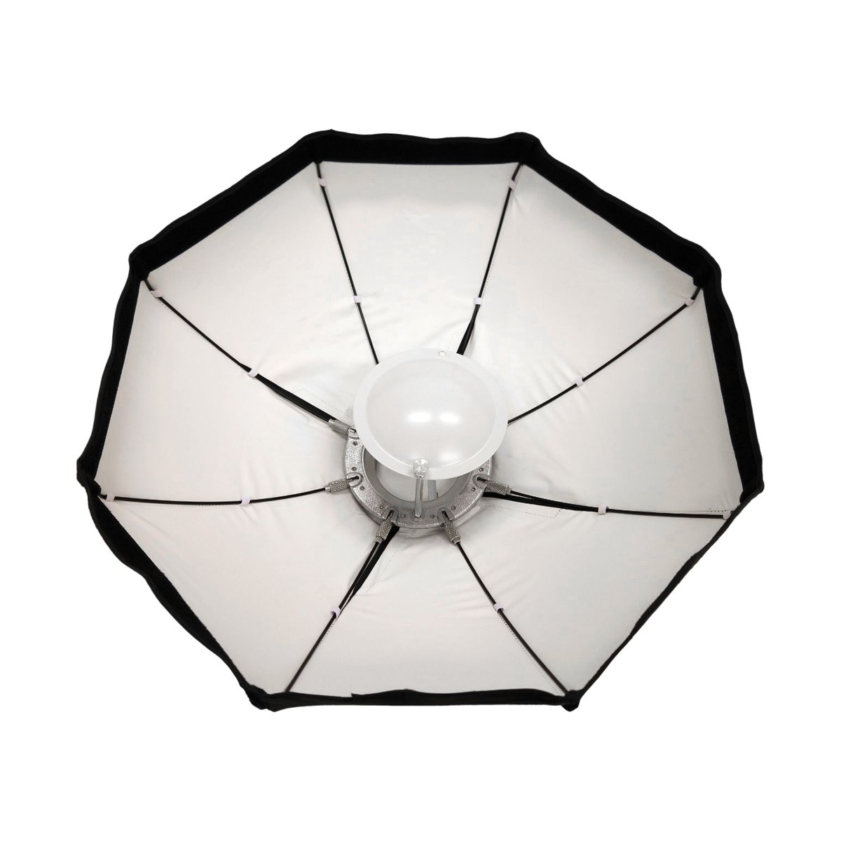 Caruba Beautydish 80cm Weiß - Innenansicht Octabox mit weißem Diffusor und zentraler Halterung.