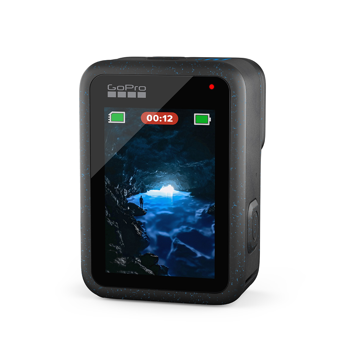 GoPro Her 12 Black  Kaufen GoPro Hero 12 von hinten im stehen fotografiert, sodass das Touch-Display sichtbar ist