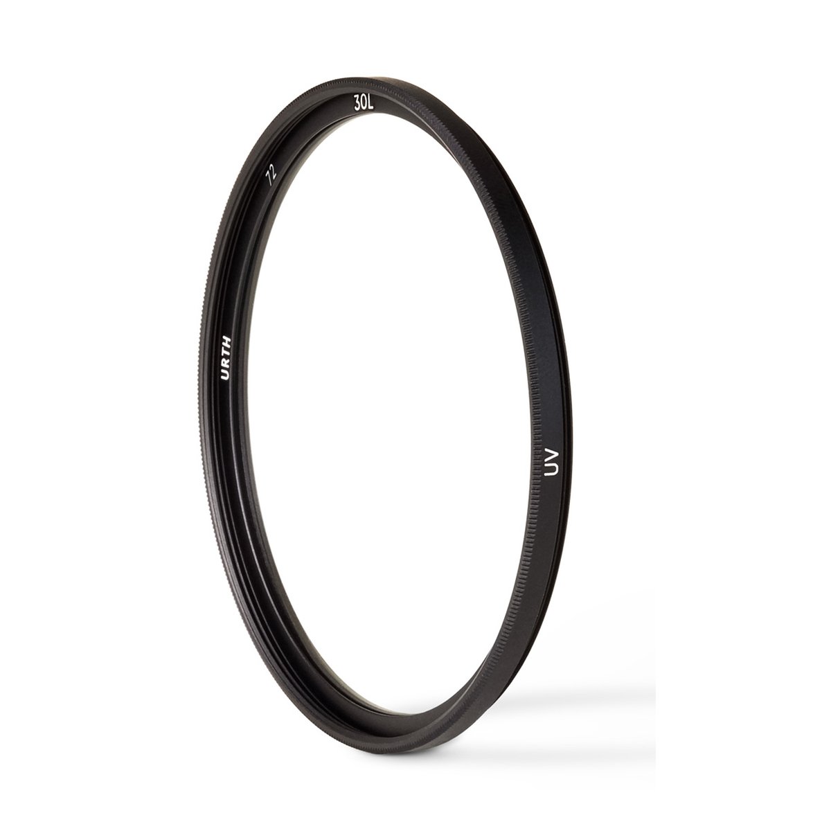 Urth 72mm UV-Objektivfilter (Plus +) - Detailansicht eines schwarzen Urth UV-Filters mit Schriftzügen URTH, 72 und UV.