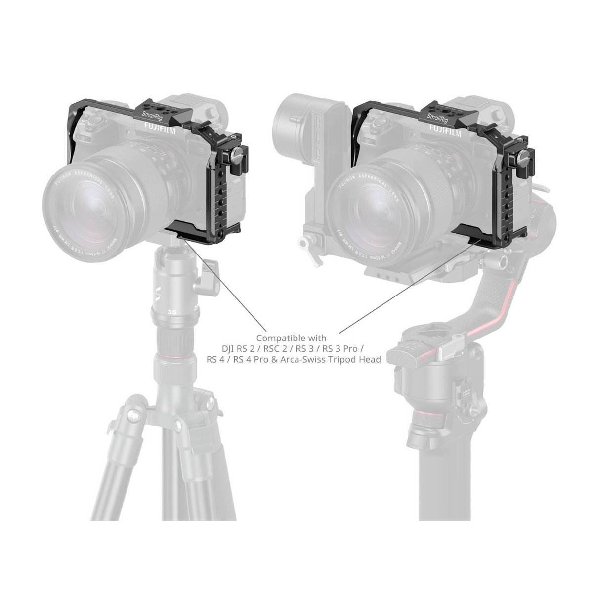 SmallRig 3934B Cage für Fujifilm X-H2S - Kompatibilität: SmallRig Cage an Kamera auf Stativ/Gimbal, für DJI RS & Arca-Swiss. SmallRig 3934B Cage für Fujifilm X-H2S - Kompatibilität: SmallRig Cage an Kamera auf Stativ/Gimbal, für DJI RS & Arca-Swiss.