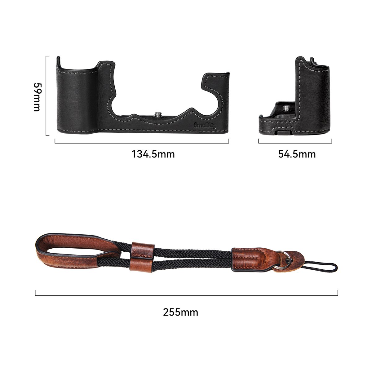 SmallRig 3927 Halb Case/Handschlaufe Kit für Fujifilm X-T5 - Maße der Kameratasche und des Handgelenkbands