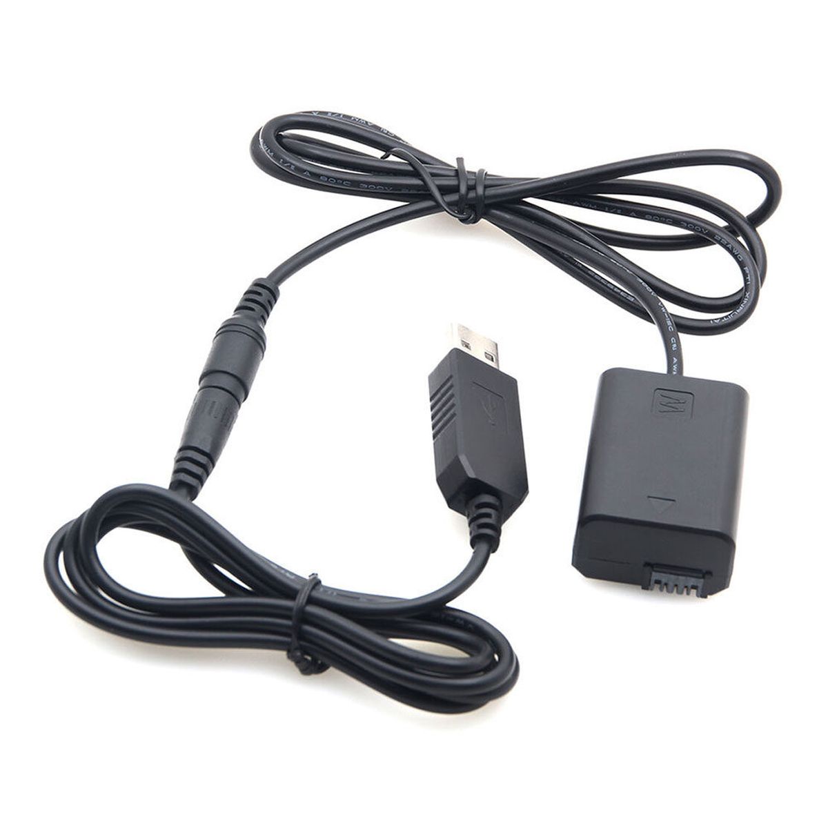 Caruba Volldecodierungs-Akku-Dummy für Sony NP-FW50 und 5V 2A Einzel-USB-Kabel