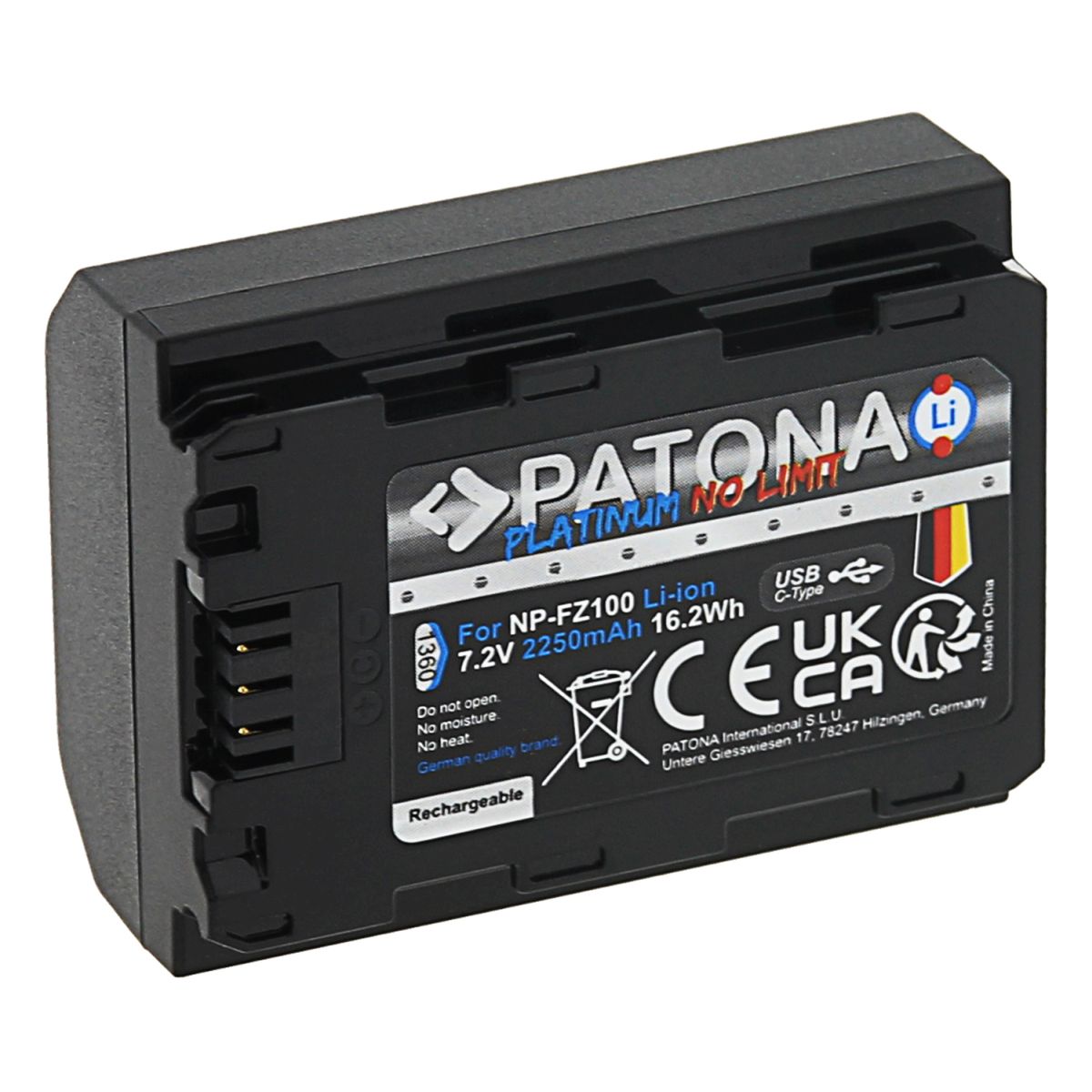 Patona Platinum Akku mit USB-C Input für Sony NP-FZ100
