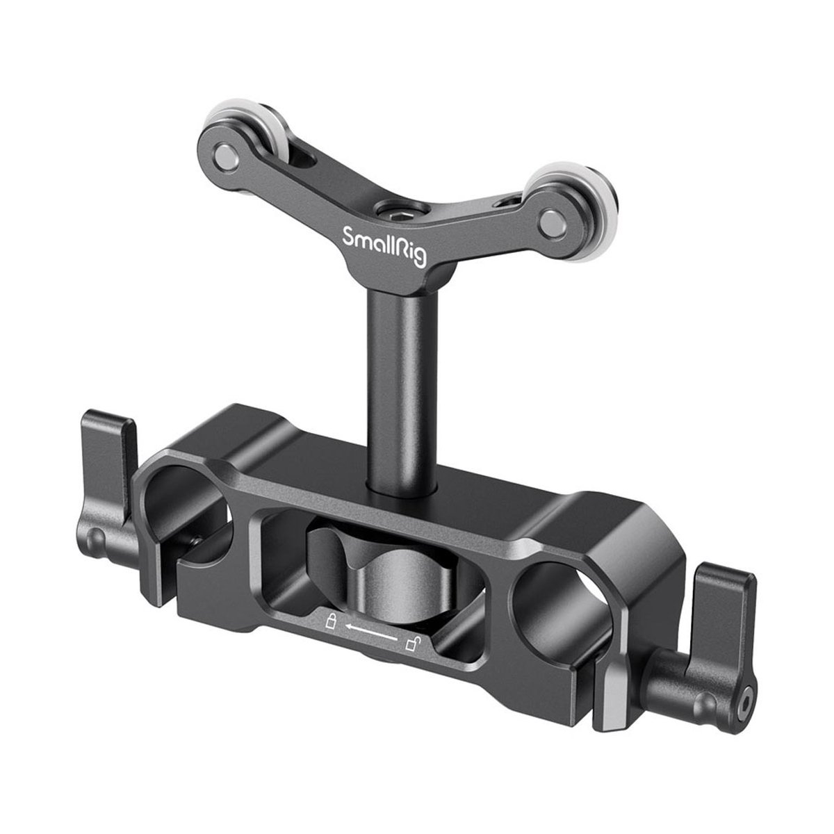 SmallRig 2727 Universal 15 mm LWS Objektivhalterung - Gesamtansicht SmallRig Doppelstangenklemme mit NATO-Klemmgriff