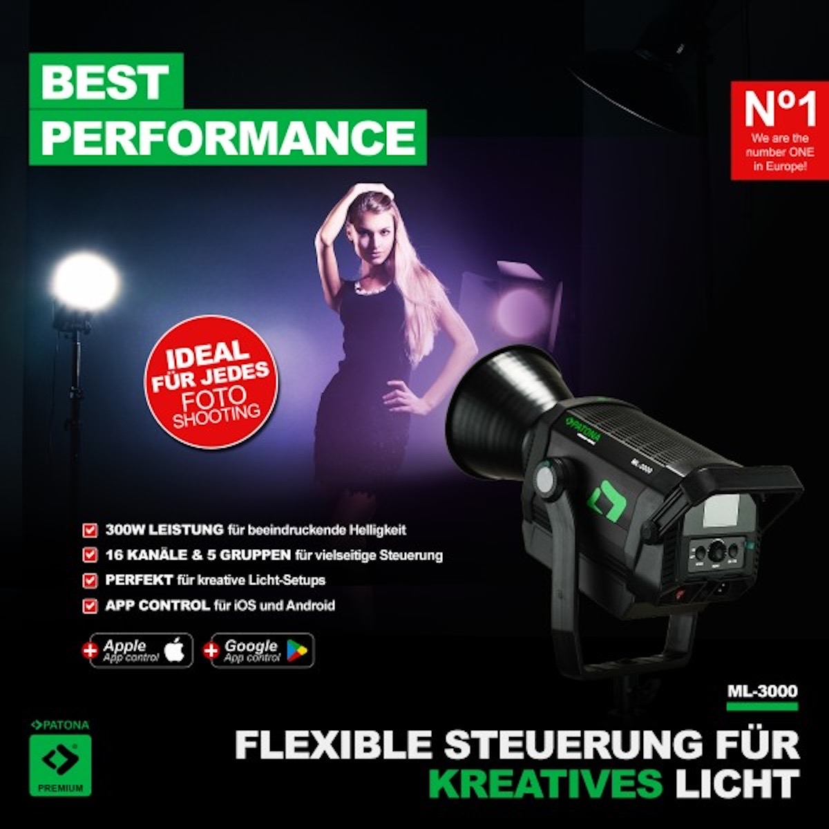 Patona Premium ML-3000 300W LED Videoleuchte