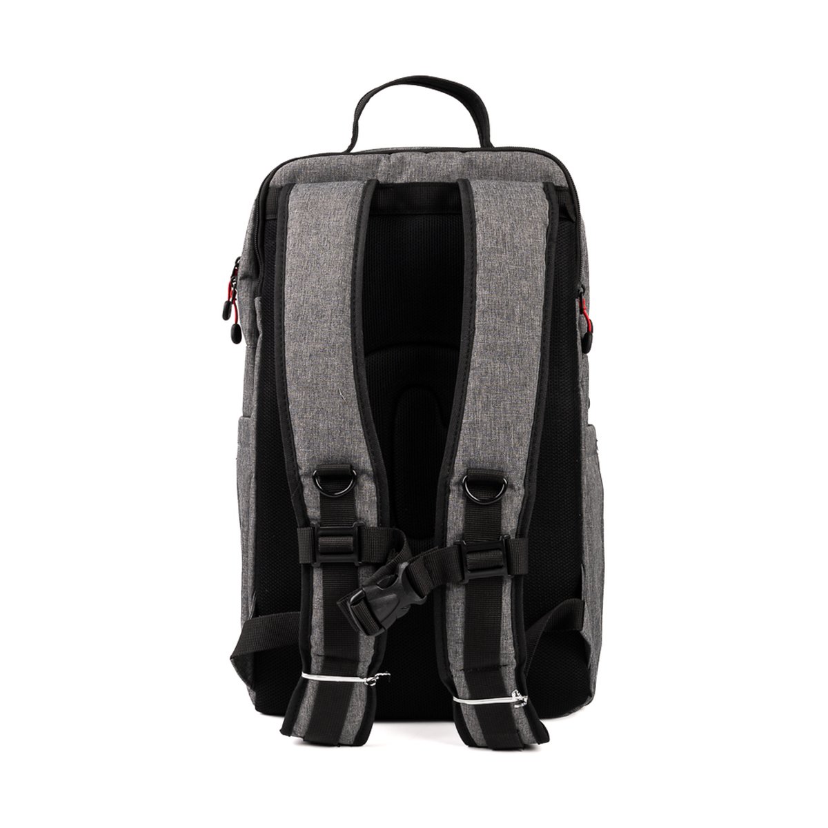 Caruba Skyline 100 Drohnenpack Grau - Rückansicht grauer Rucksack mit Schultergurten und Rückenpolsterung