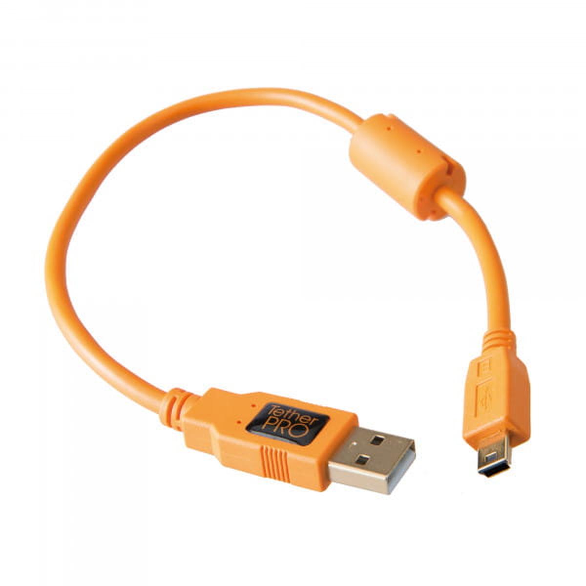 Tether Tools TetherPro USB-Datenkabel für USB 2.0 an USB 2.0 Mini-B (5-Pin) - 30 cm Länge (orange)