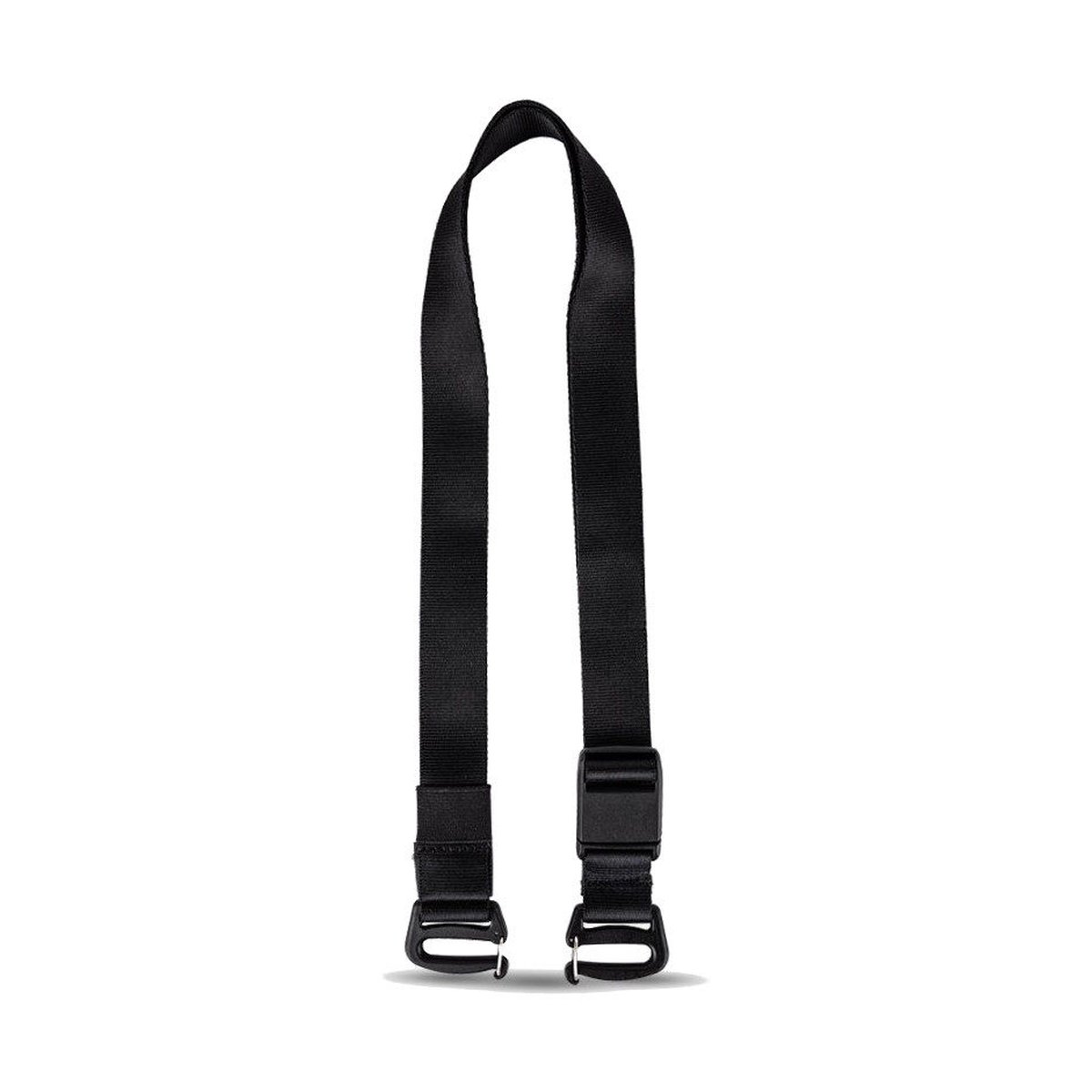 WANDRD Tech Bag Strap - Produktansicht: Schwarzer Gurt mit Befestigungsschnallen.
