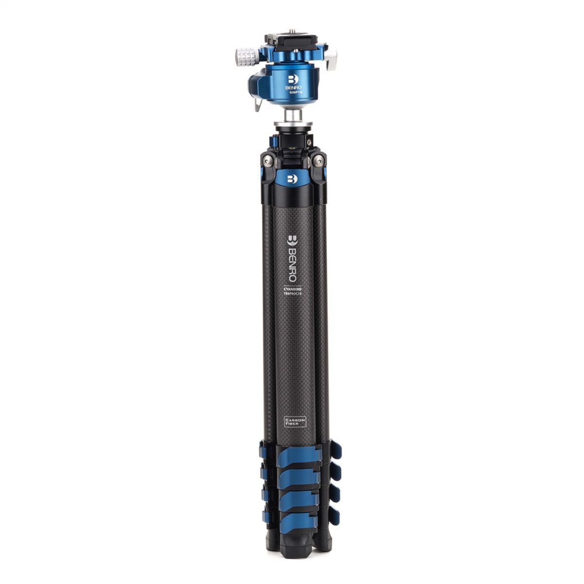 Benro Blackbird CF 1 Series 5-5 Sektionen Stativ mit G36PT Kugelkopf und PMM70 Platte Gesamtansicht zusammengeklappt