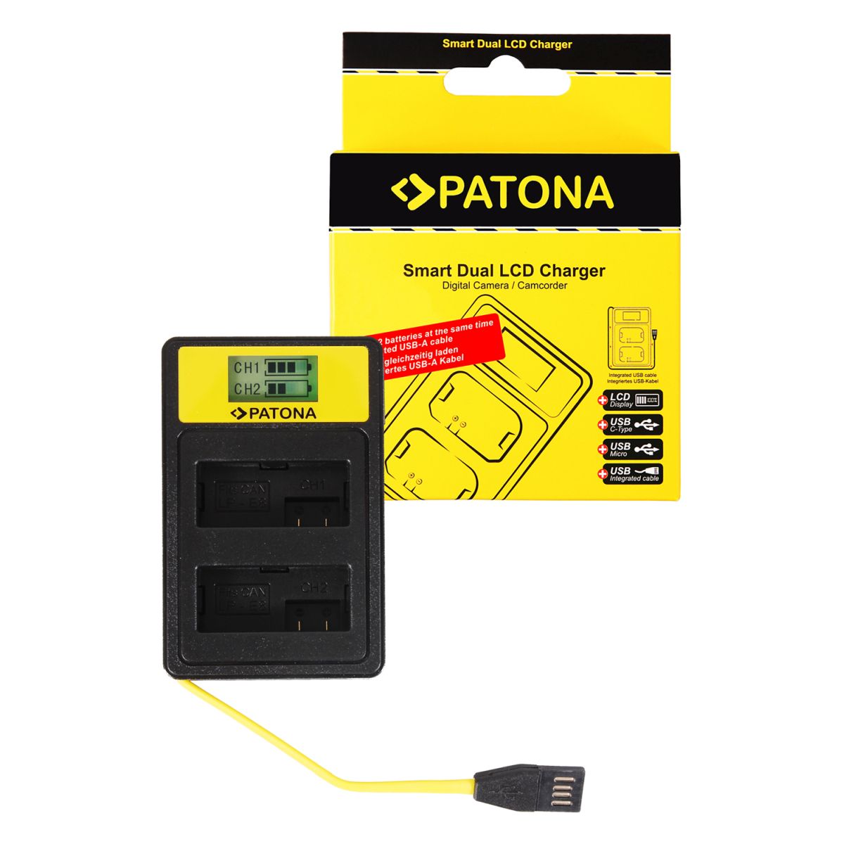 Patona Dual LCD USB Ladegerät Canon LP-E8